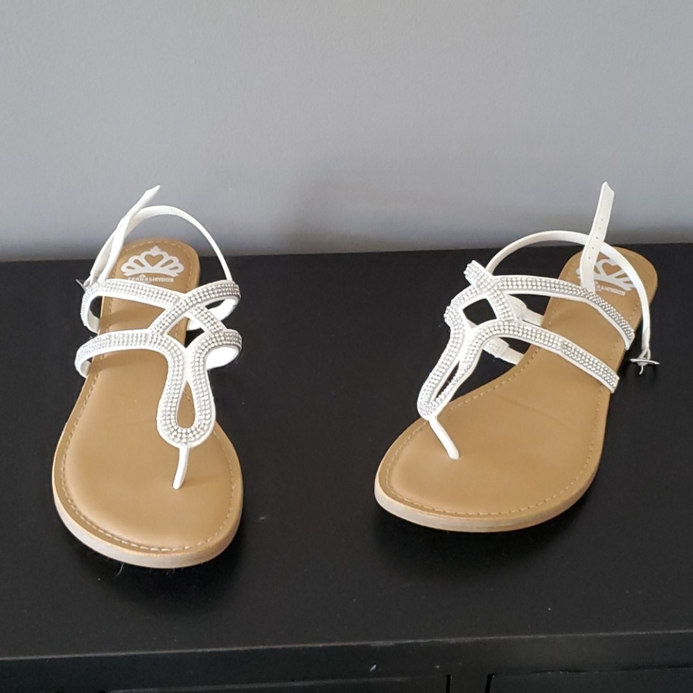 Rhinestone white sandals